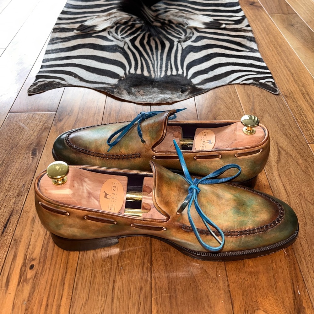 JM LE GAZEL PARIS SIZE 9.5, SIZE 9 1/2, MOCCASIN LOAFERS WITH LACE